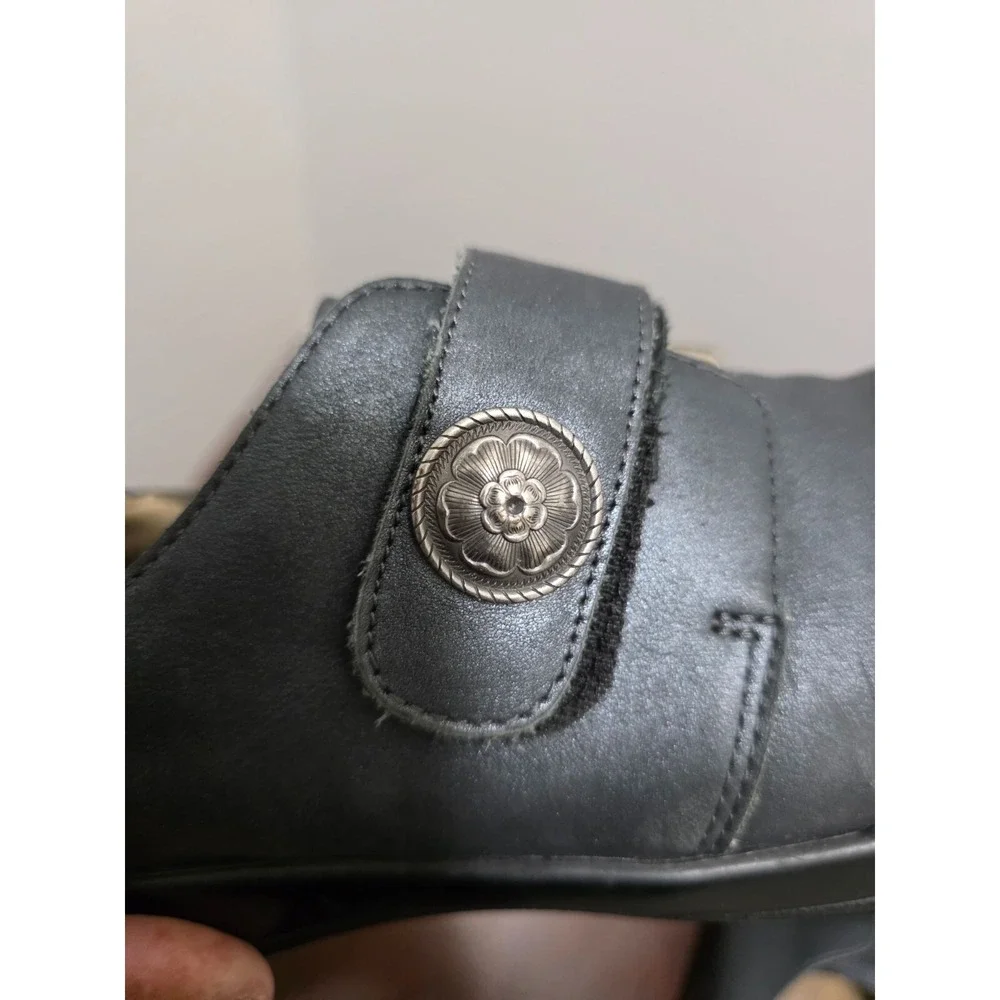 Alegria Paloma Women's Leather Slip-On Shoes Size 41 Adjustable Strap Button Acc